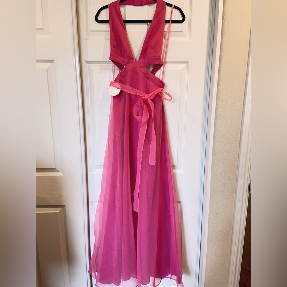 NWT Staud Steel Cutout Halter Maxi Dress Blush Pink Size 4 - Picture 4 of 8